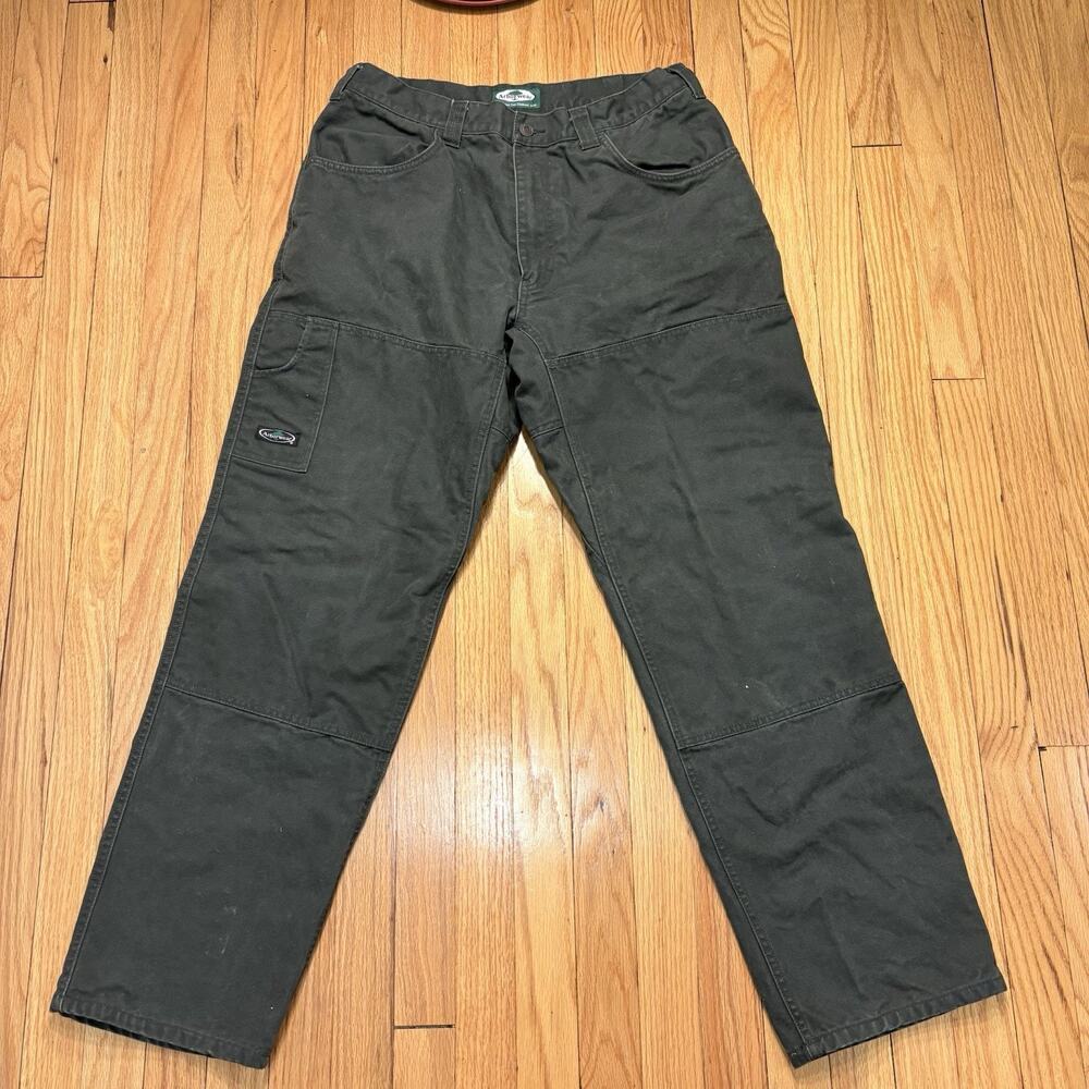 Arborwear Flannel Lined Double Knee Green Sz 36x32 Work Pants Heavyweight Canvas